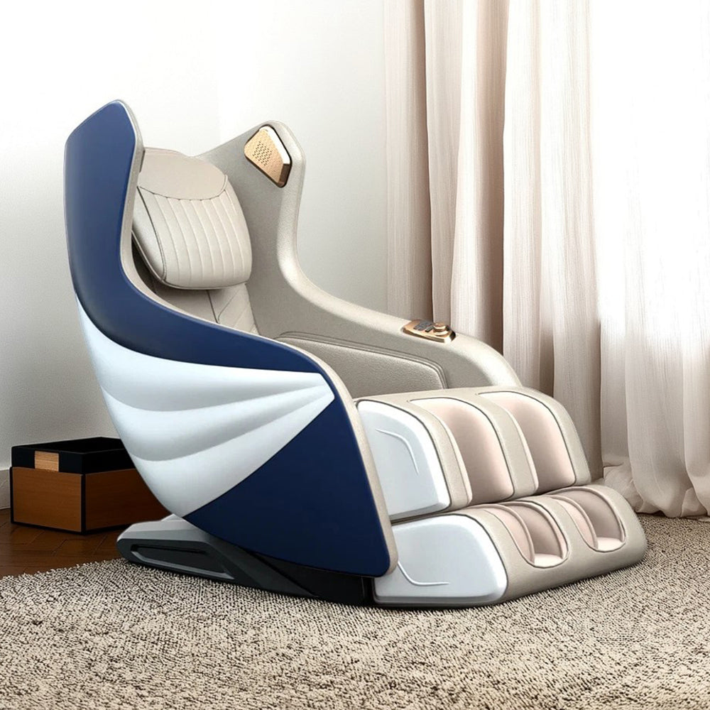 RELAXA X10 WarmBack Function Shell Handrail Design Massage Chair-WhiteOrange/BlueGrey