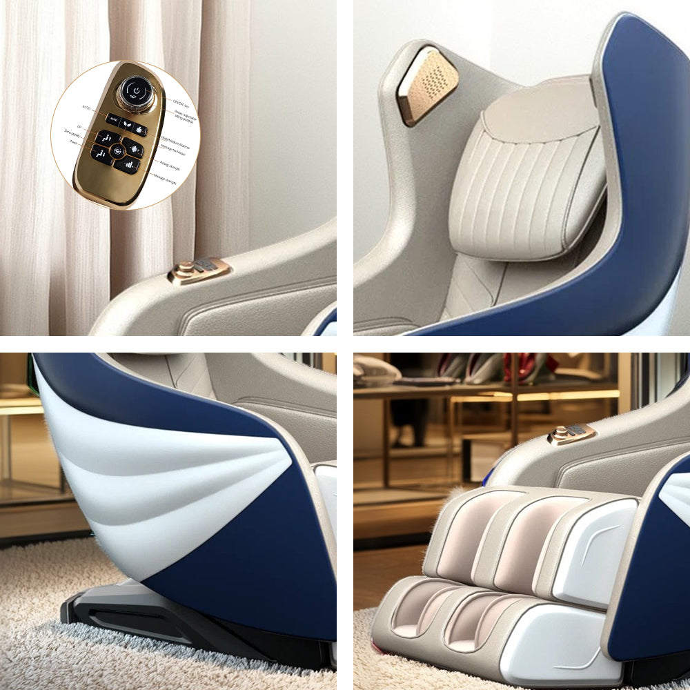 RELAXA X10 WarmBack Function Shell Handrail Design Massage Chair-WhiteOrange/BlueGrey