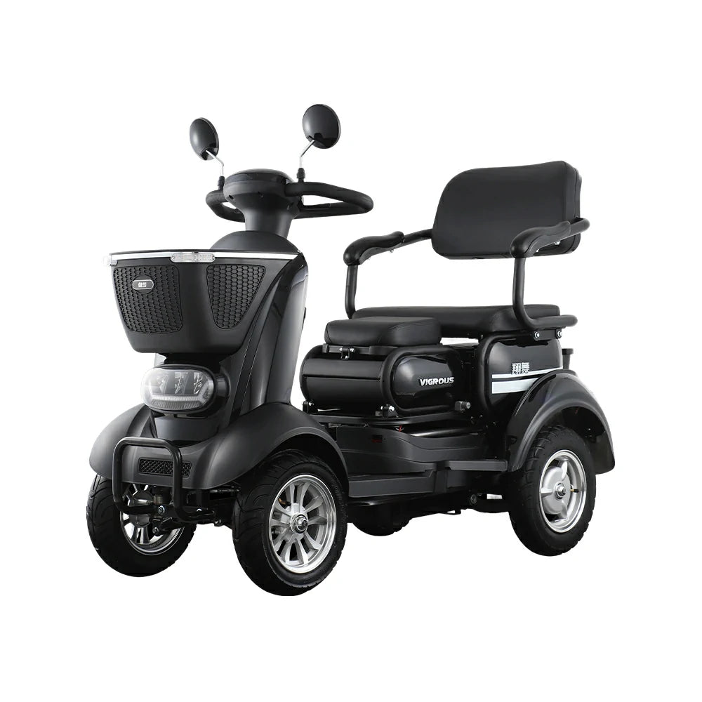 ROLLUX BOOM-3 Electric Mobility Scooter - 48V 20Ah Lead-Acid Battery, 20km/h Max Speed, 33km Range, Four-Wheel Stable Design, LED Lighting & Front Basket - Black