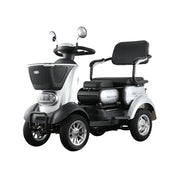 ROLLUX BOOM-3 Electric Mobility Scooter - 48V 20Ah Lead-Acid Battery, 20km/h Max Speed, 33km Range, Four-Wheel Stable Design, LED Lighting & Front Basket - Silver