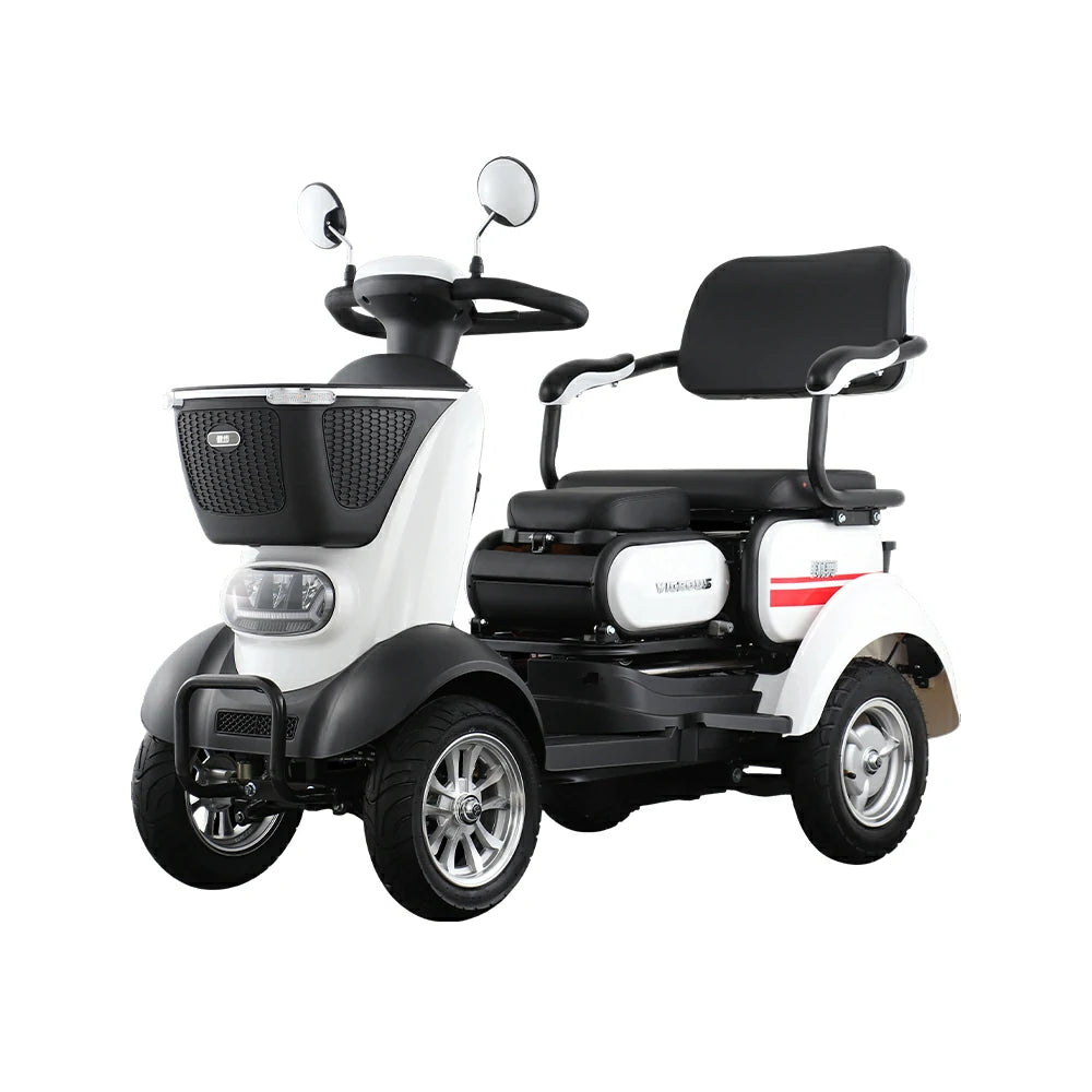 ROLLUX BOOM-3 Electric Mobility Scooter - 48V 20Ah Lead-Acid Battery, 20km/h Max Speed, 33km Range, Four-Wheel Stable Design, LED Lighting & Front Basket - White
