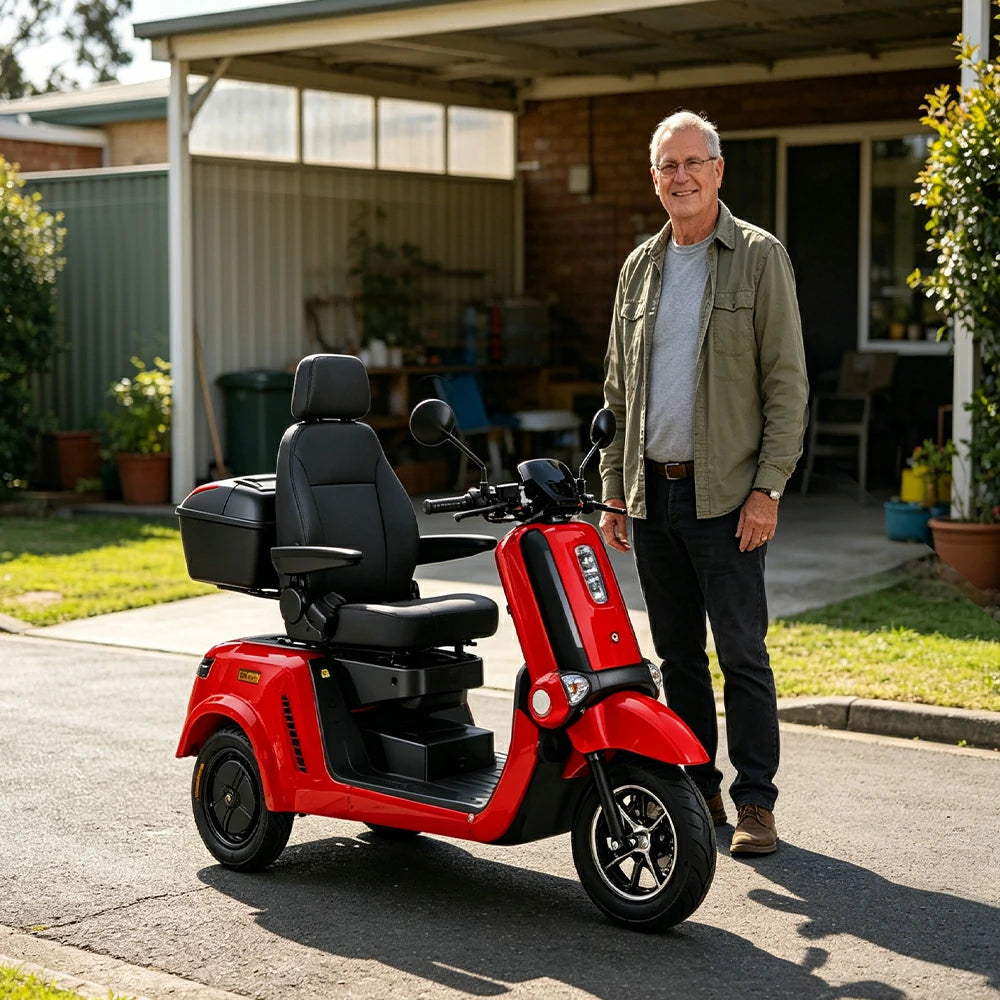 ROLLUX E2 1000W Mobility Scooter - Lithium Battery - 25km/h - Private Property & Park Use - Red