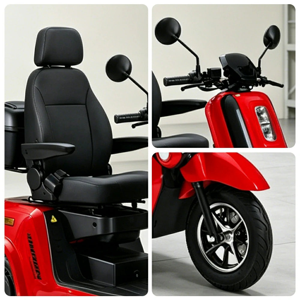 ROLLUX E2 1000W Mobility Scooter - Lithium Battery - 25km/h - Private Property & Park Use - Red