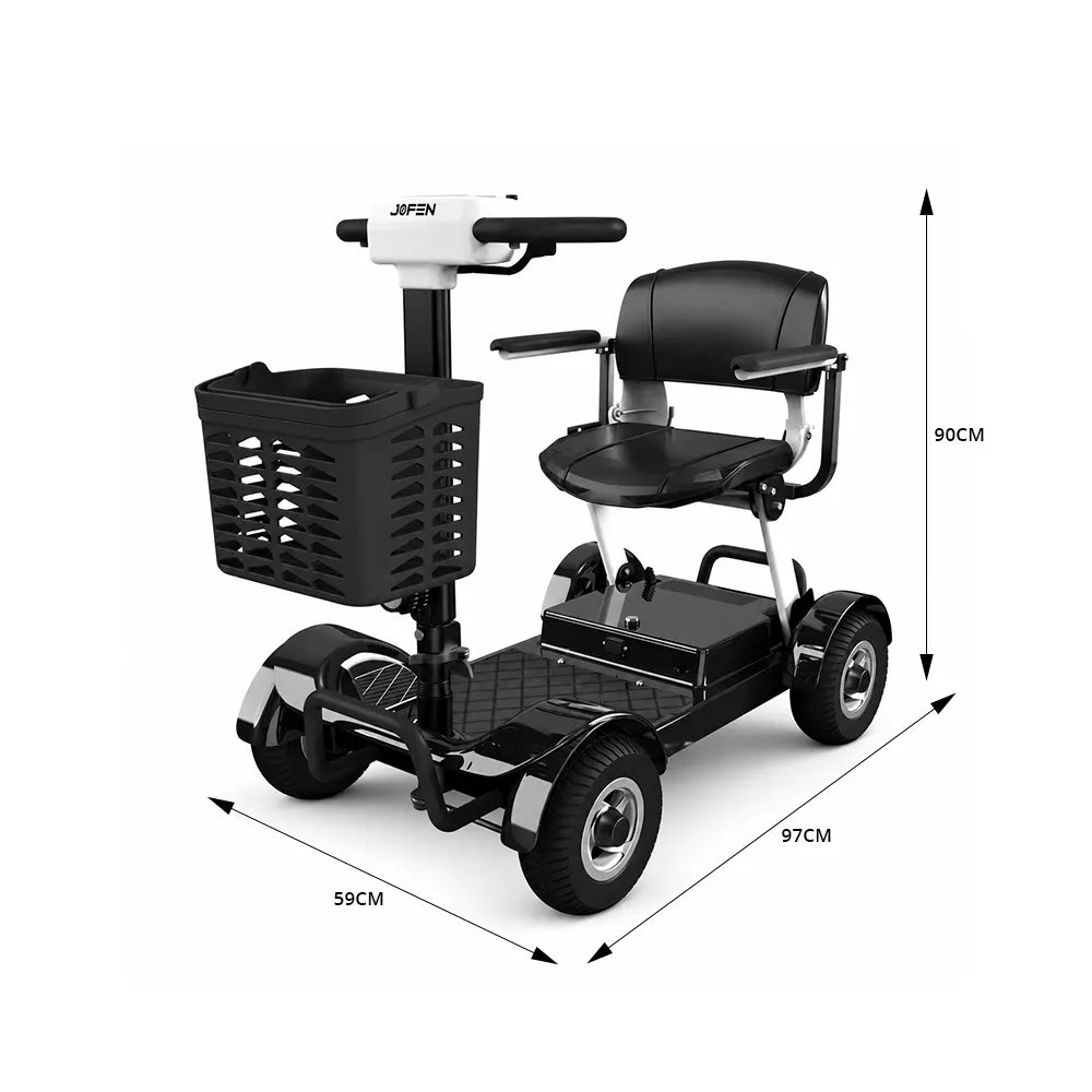 ROLLUX Electric Mobility Scooter with 500W Motor, 3 Speed Settings, Electromagnetic Brakes, Four Wheel Stability, Padded Seat, Front Basket - Black