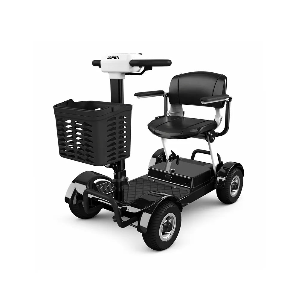 ROLLUX Electric Mobility Scooter with 500W Motor, 3 Speed Settings, Electromagnetic Brakes, Four Wheel Stability, Padded Seat, Front Basket - Black