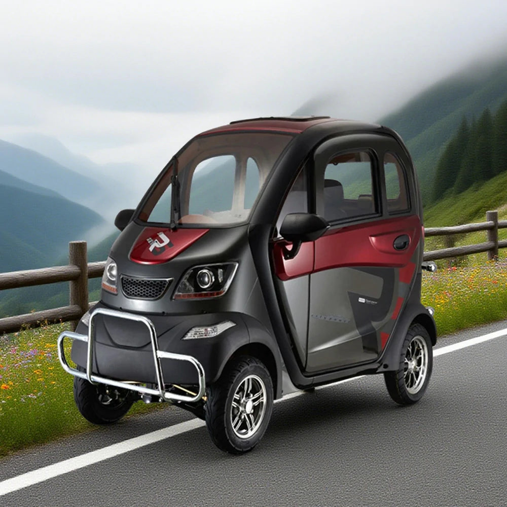 ROLLUX Enclosed All - Terrain Electric Mobility Scooter with Steering Wheel - 60V1200W Brushless Motor, 70 - 80km Range