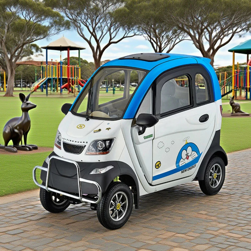 ROLLUX Enclosed Mobility Scooter with Steering Wheel - All-Weather Comfort, 60V1200W Motor, 70 - 80km Long Range, Safe Urban Commuting