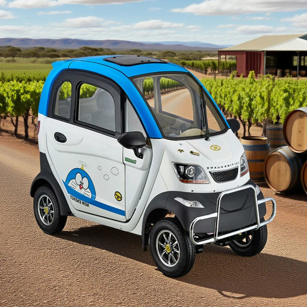 ROLLUX Enclosed Mobility Scooter with Steering Wheel - All-Weather Comfort, 60V1200W Motor, 70 - 80km Long Range, Safe Urban Commuting