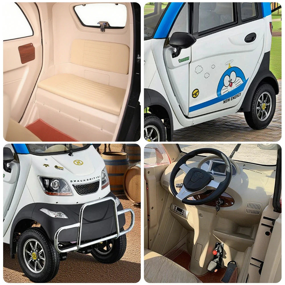 ROLLUX Enclosed Mobility Scooter with Steering Wheel - All-Weather Comfort, 60V1200W Motor, 70 - 80km Long Range, Safe Urban Commuting