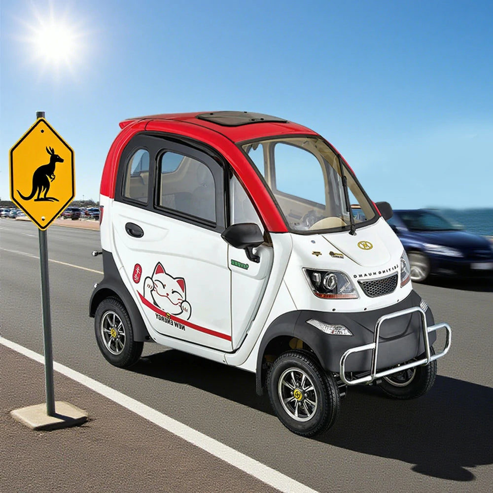 ROLLUX Enclosed Mobility Scooter with Steering Wheel - All-Weather Comfort, 60V1200W Motor, 70 - 80km Long Range, Safe Urban Commuting