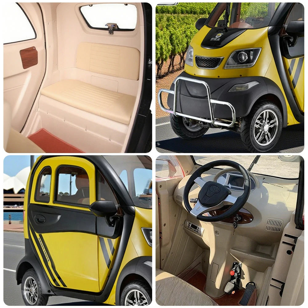 ROLLUX Enclosed Mobility Scooter with Steering Wheel - All-Weather Comfort, 60V1200W Motor, 70 - 80km Long Range, Safe Urban Commuting