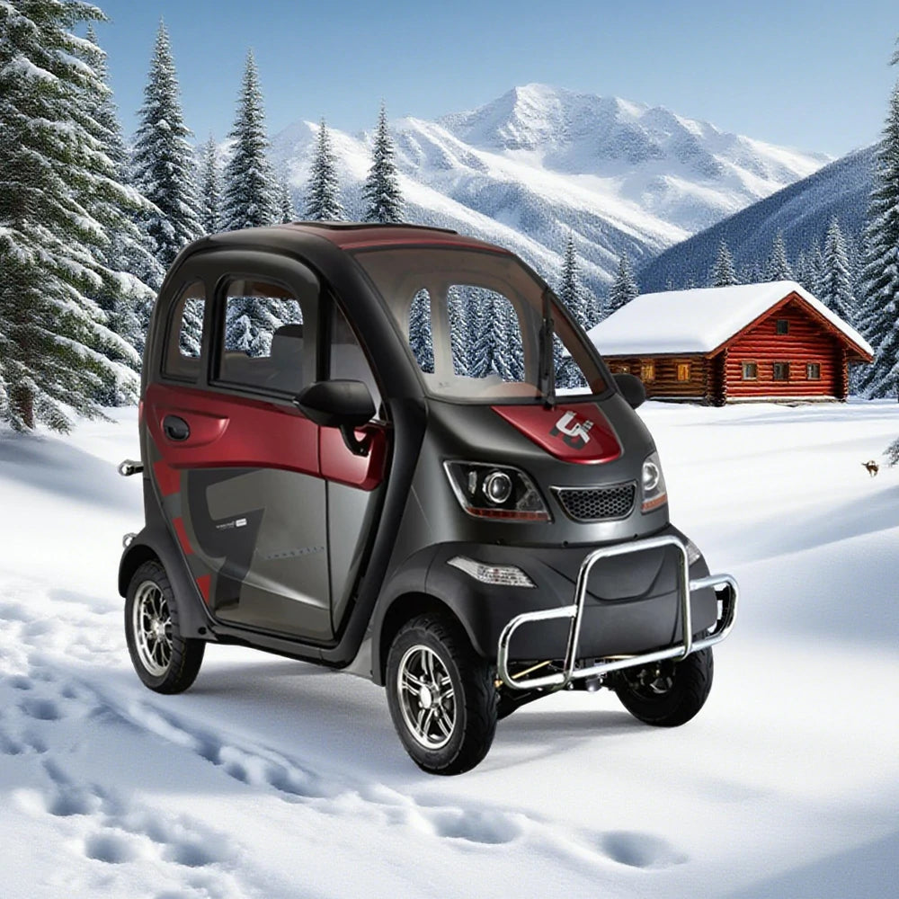 ROLLUX Enclosed Mobility Scooter with Steering Wheel Control - All-Weather Comfort, 60V1200W Motor, 70-80km Range, Safe Urban Travel