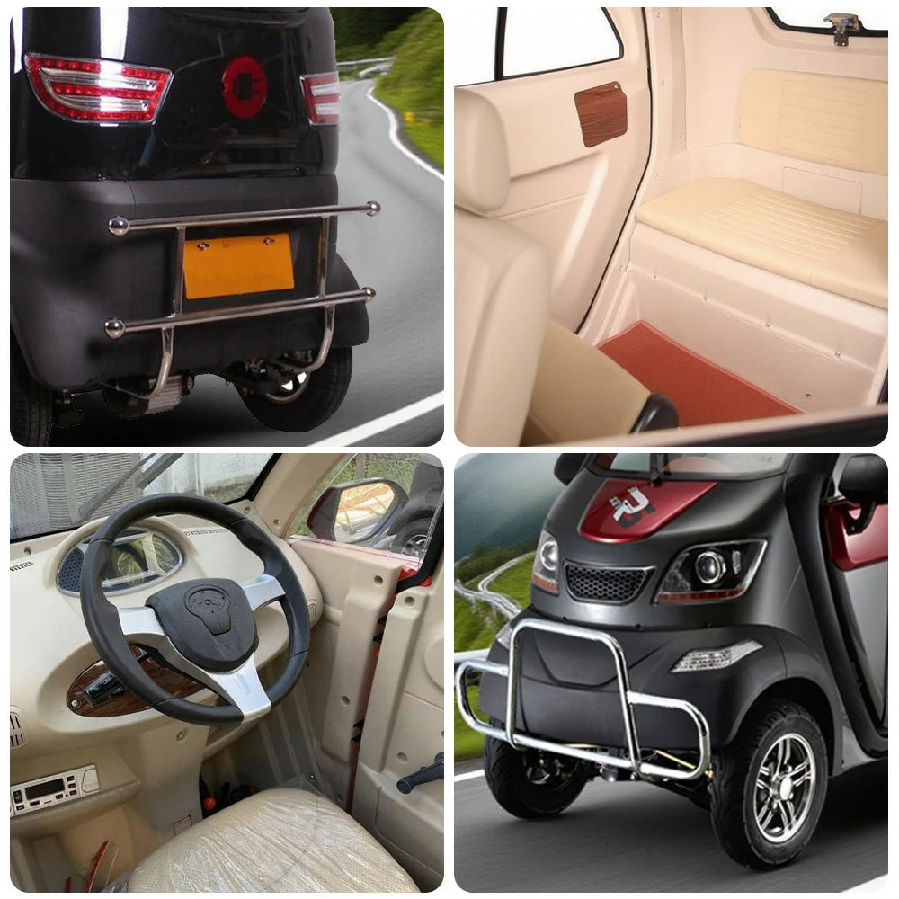 ROLLUX Enclosed Mobility Scooter with Steering Wheel Control - All-Weather Comfort, 60V1200W Motor, 70-80km Range, Safe Urban Travel