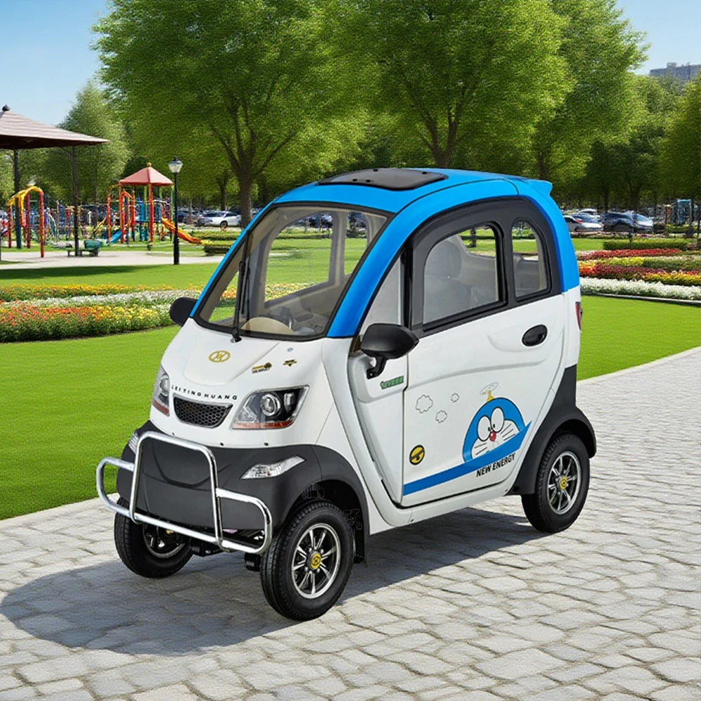 ROLLUX Enclosed Mobility Scooter with Steering Wheel Control - All-Weather Comfort, 60V1200W Motor, 70-80km Range, Safe Urban Travel