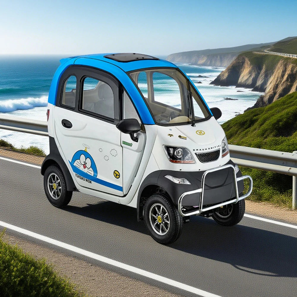 ROLLUX Enclosed Mobility Scooter with Steering Wheel Control - All-Weather Comfort, 60V1200W Motor, 70-80km Range, Safe Urban Travel