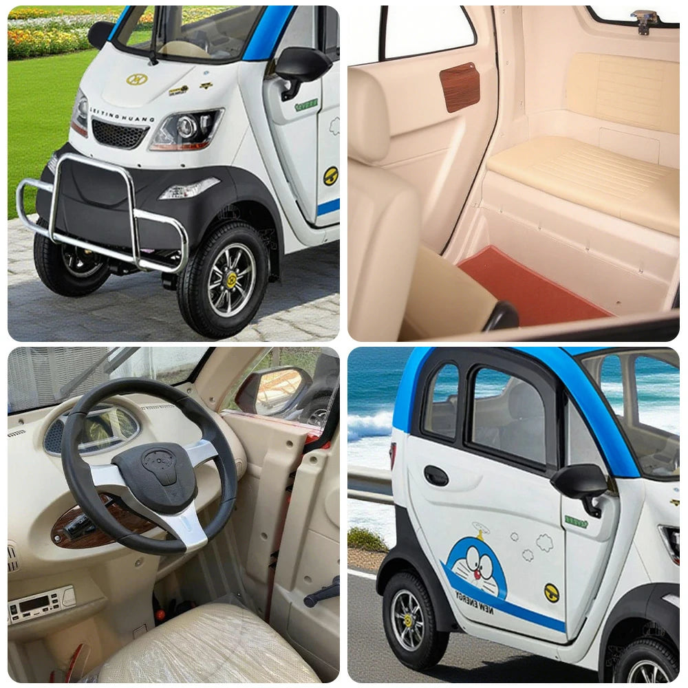 ROLLUX Enclosed Mobility Scooter with Steering Wheel Control - All-Weather Comfort, 60V1200W Motor, 70-80km Range, Safe Urban Travel