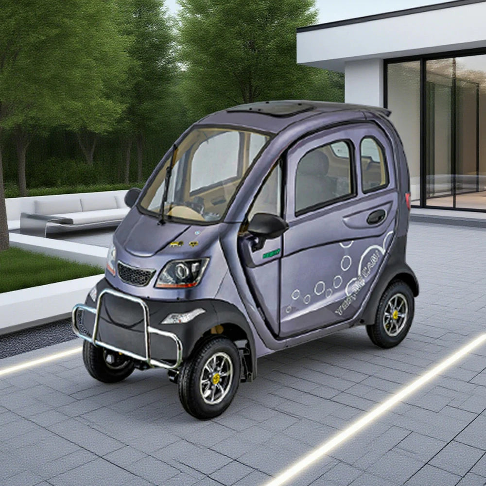 ROLLUX Enclosed Mobility Scooter with Steering Wheel Control - All-Weather Comfort, 60V1200W Motor, 70-80km Range, Safe Urban Travel