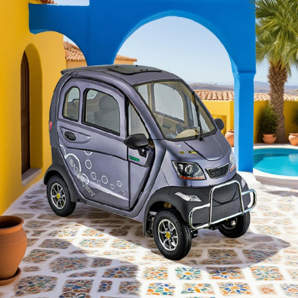 ROLLUX Enclosed Mobility Scooter with Steering Wheel Control - All-Weather Comfort, 60V1200W Motor, 70-80km Range, Safe Urban Travel