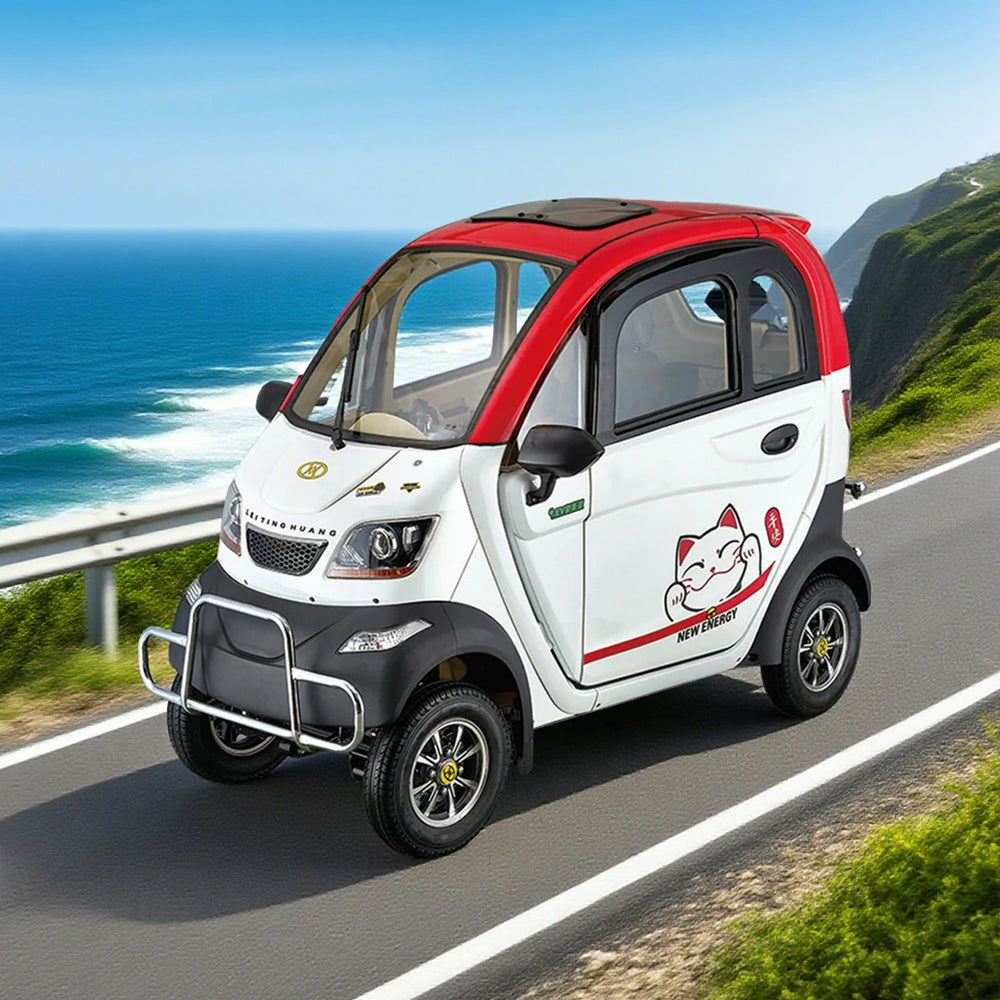 ROLLUX Enclosed Mobility Scooter with Steering Wheel Control - All-Weather Comfort, 60V1200W Motor, 70-80km Range, Safe Urban Travel