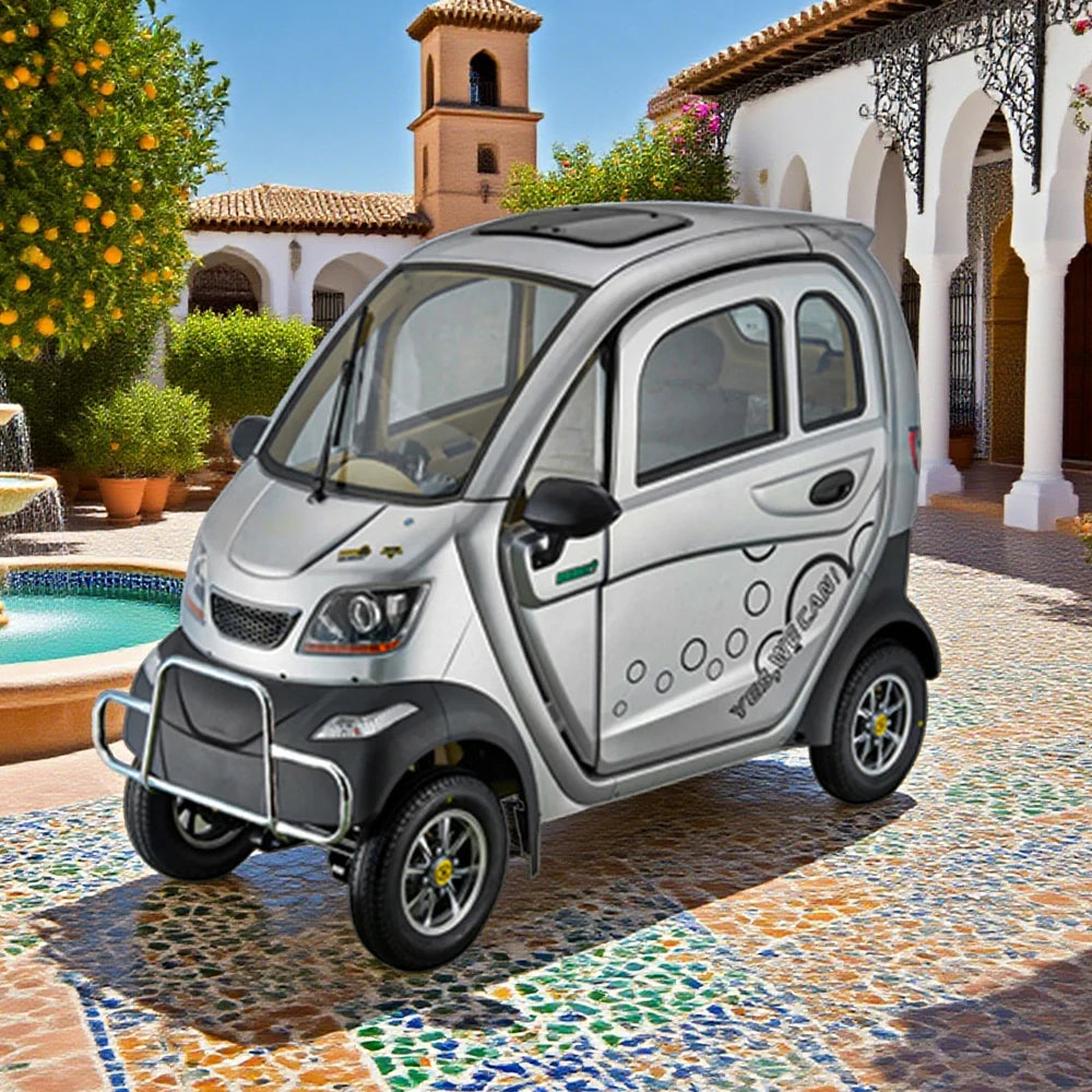 ROLLUX Enclosed Mobility Scooter with Steering Wheel Control - All-Weather Comfort, 60V1200W Motor, 70-80km Range, Safe Urban Travel