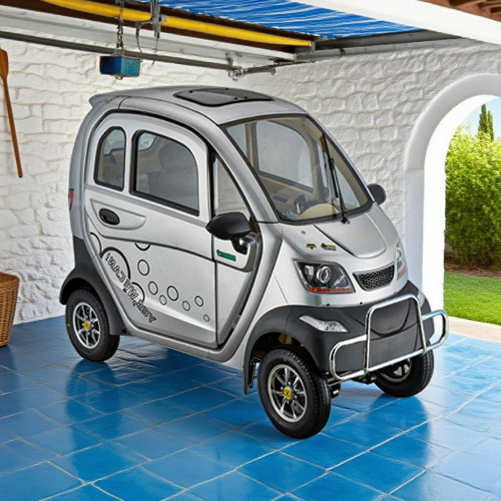 ROLLUX Enclosed Mobility Scooter with Steering Wheel Control - All-Weather Comfort, 60V1200W Motor, 70-80km Range, Safe Urban Travel