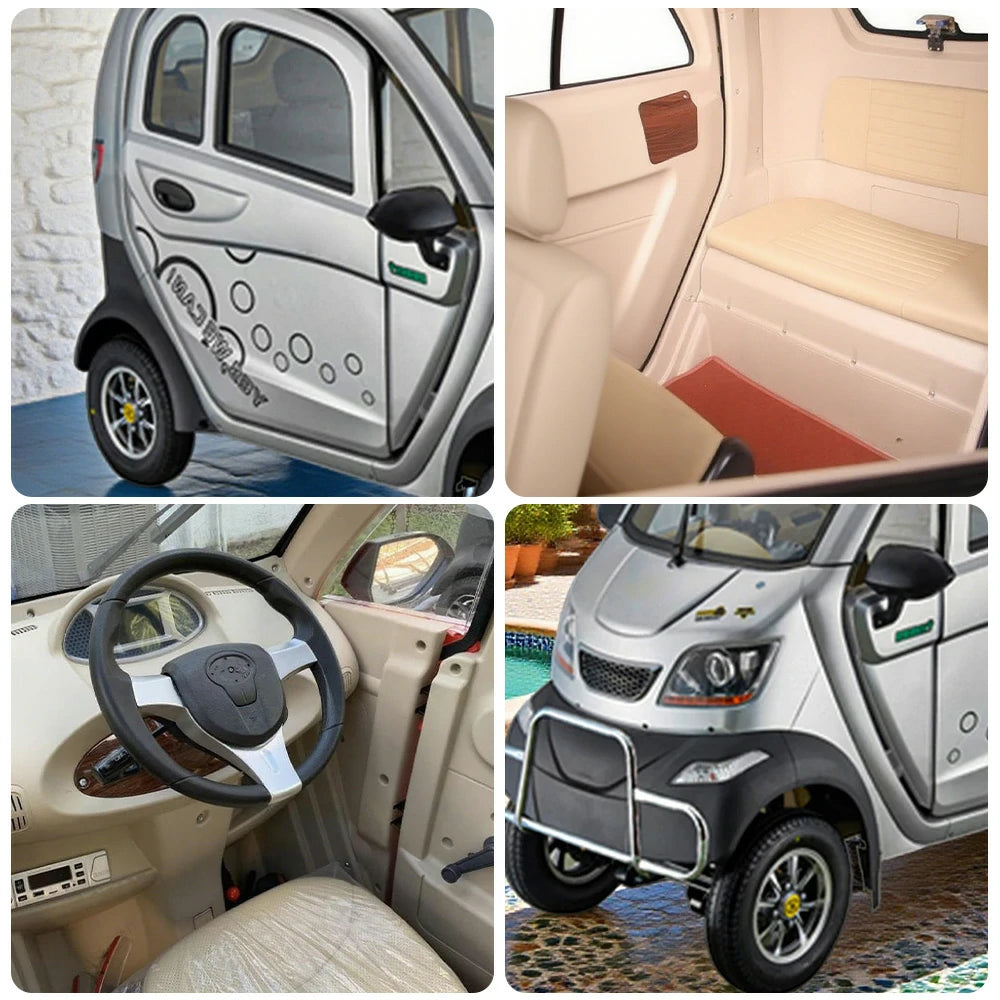 ROLLUX Enclosed Mobility Scooter with Steering Wheel Control - All-Weather Comfort, 60V1200W Motor, 70-80km Range, Safe Urban Travel