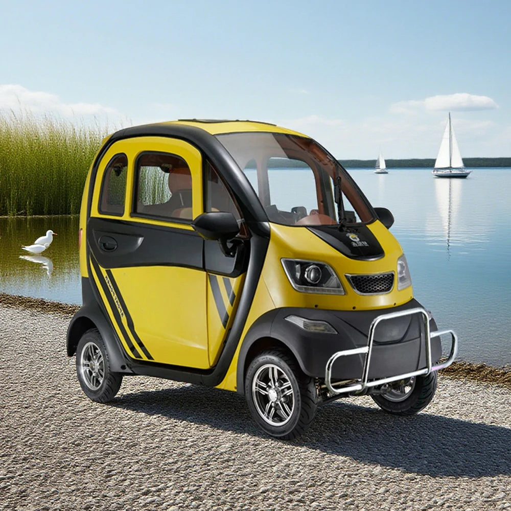 ROLLUX Enclosed Mobility Scooter with Steering Wheel Control - All-Weather Comfort, 60V1200W Motor, 70-80km Range, Safe Urban Travel