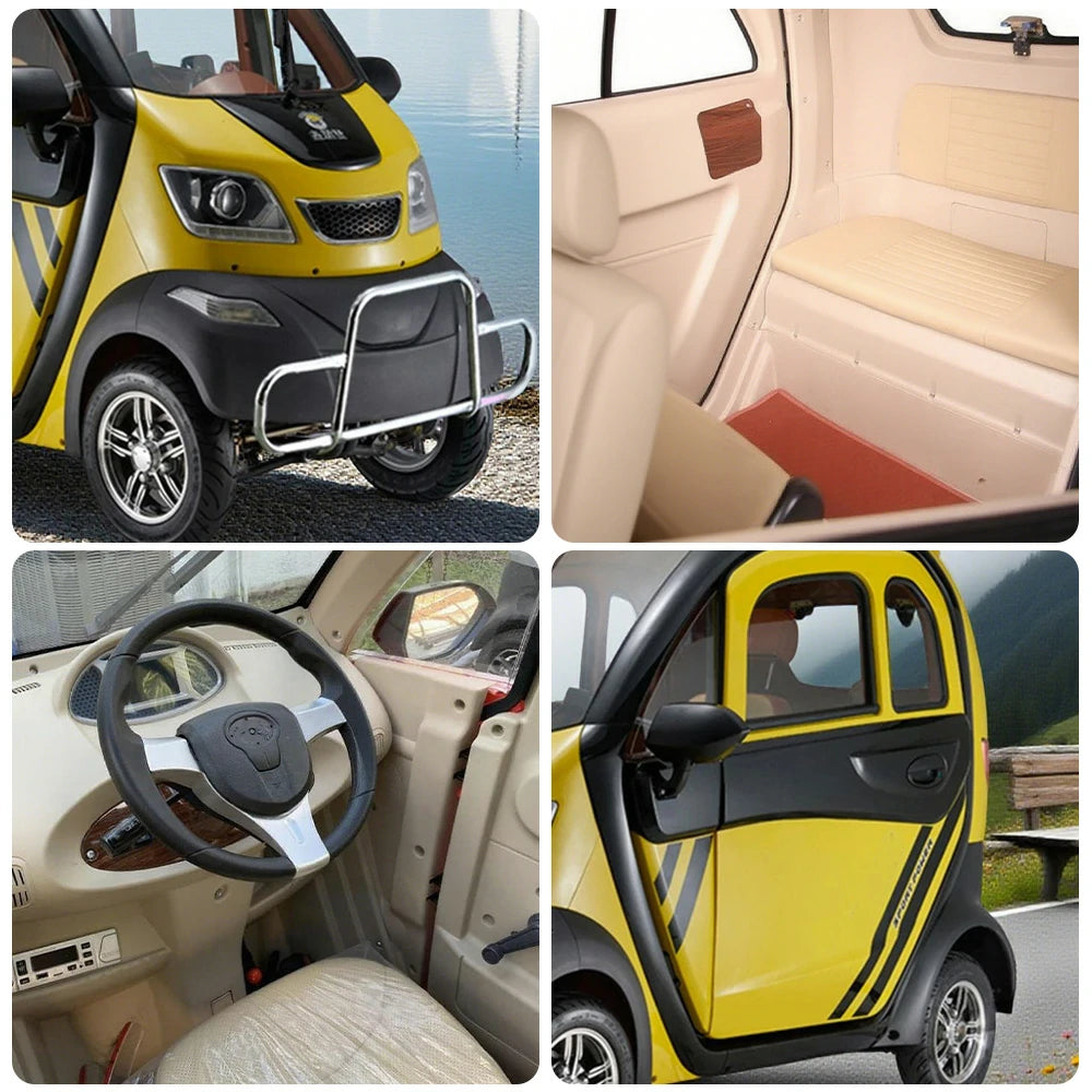 ROLLUX Enclosed Mobility Scooter with Steering Wheel Control - All-Weather Comfort, 60V1200W Motor, 70-80km Range, Safe Urban Travel