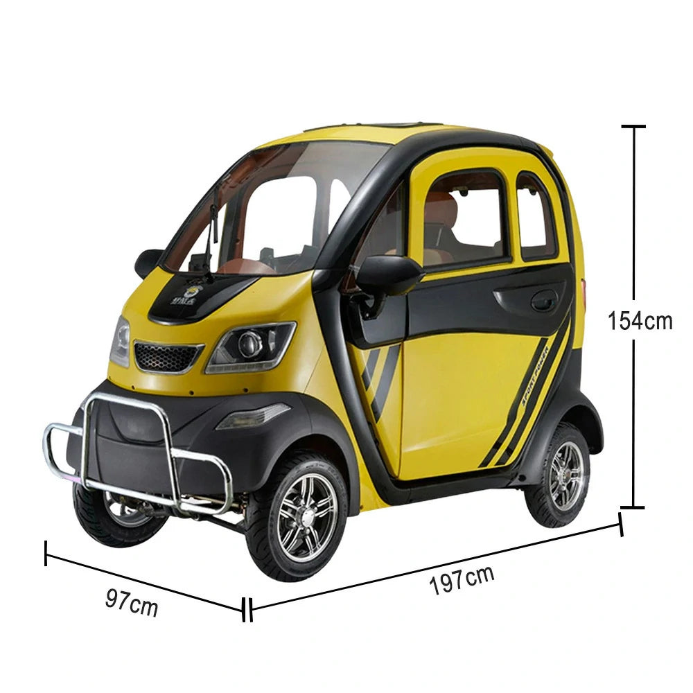 ROLLUX Enclosed Mobility Scooter with Steering Wheel Control - All-Weather Comfort, 60V1200W Motor, 70-80km Range, Safe Urban Travel