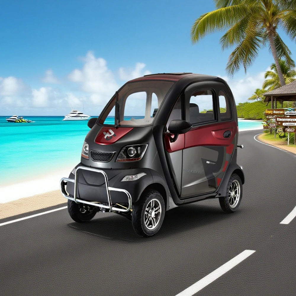 ROLLUX Enclosed Mobility Scooter - 60V1200W Motor, 70-80km Long Range, All-Weather Comfort, Safe Urban Commuting with Armrest Control