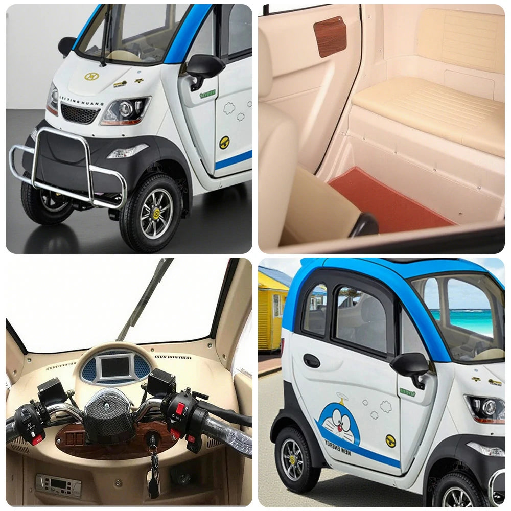 ROLLUX Enclosed Mobility Scooter with Armrest Control - All-Weather Comfort, 60V1200W Motor, 70-80km Long Range, Safe Urban Commuting