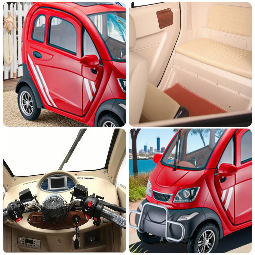 ROLLUX Enclosed Mobility Scooter with Armrest Control - All-Weather Comfort, 60V1200W Motor, 70-80km Long Range, Safe Urban Commuting