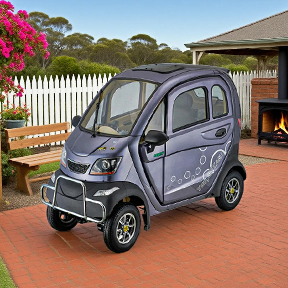 ROLLUX Enclosed Mobility Scooter - 60V1200W Motor, 70-80km Long Range, All-Weather Comfort, Safe Urban Commuting with Armrest Control