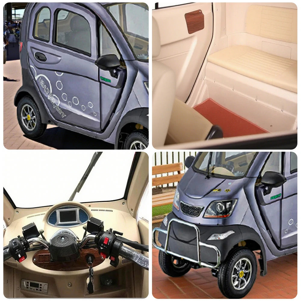 ROLLUX Enclosed Mobility Scooter - 60V1200W Motor, 70-80km Long Range, All-Weather Comfort, Safe Urban Commuting with Armrest Control