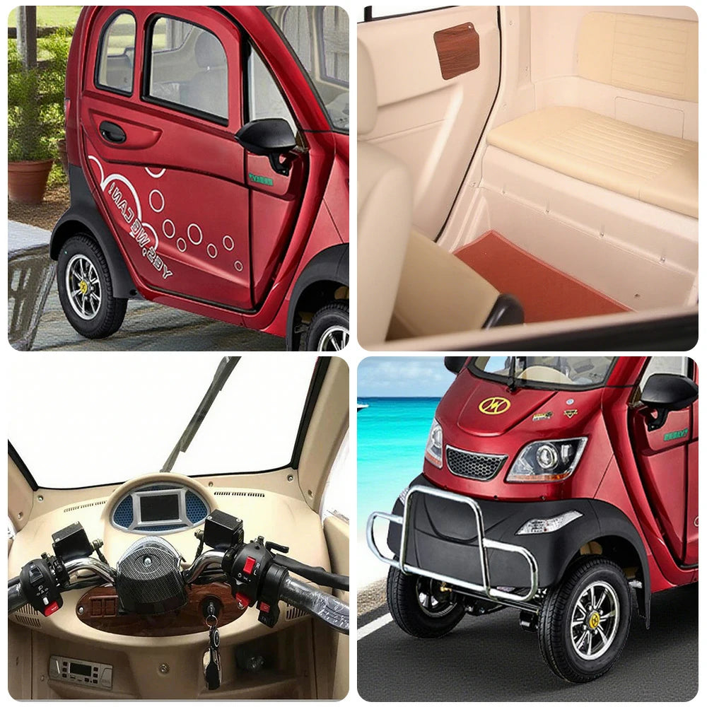 ROLLUX Enclosed Mobility Scooter with Armrest Control - All-Weather Comfort, 60V1200W Motor, 70-80km Long Range, Safe Urban Commuting