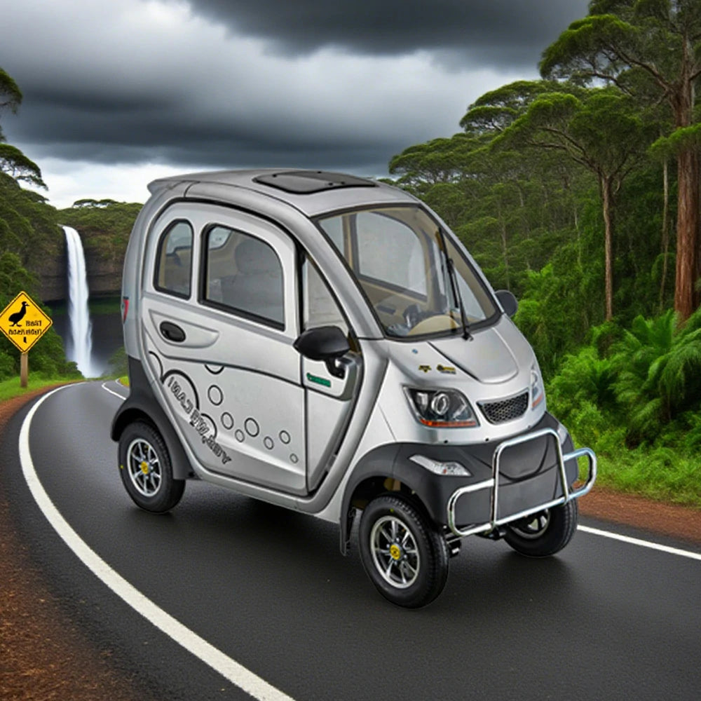 ROLLUX Enclosed Mobility Scooter - 60V1200W Motor, 70-80km Long Range, All-Weather Comfort, Safe Urban Commuting with Armrest Control