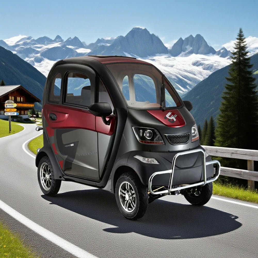 ROLLUX Enclosed Mobility Scooter with Armrest Control - Swivel Seat, Air Conditioning, 60V1200W Motor, 70-80km Long Range, All-Weather Comfort