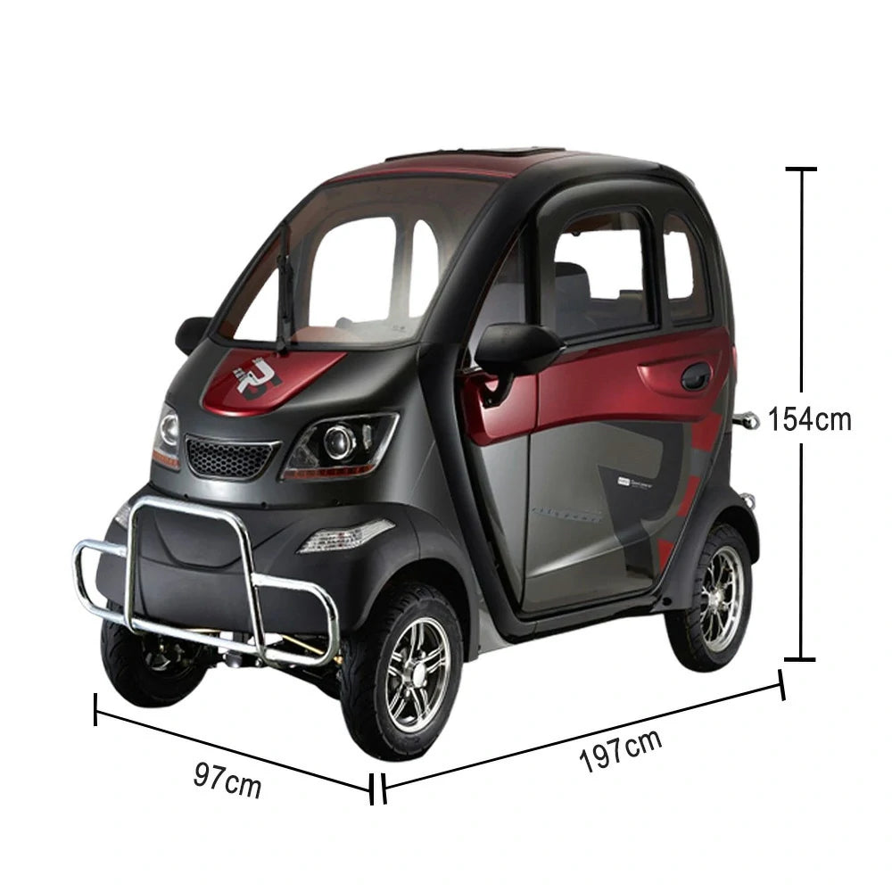 ROLLUX Enclosed Mobility Scooter with Armrest Control - Swivel Seat, Air Conditioning, 60V1200W Motor, 70-80km Long Range, All-Weather Comfort