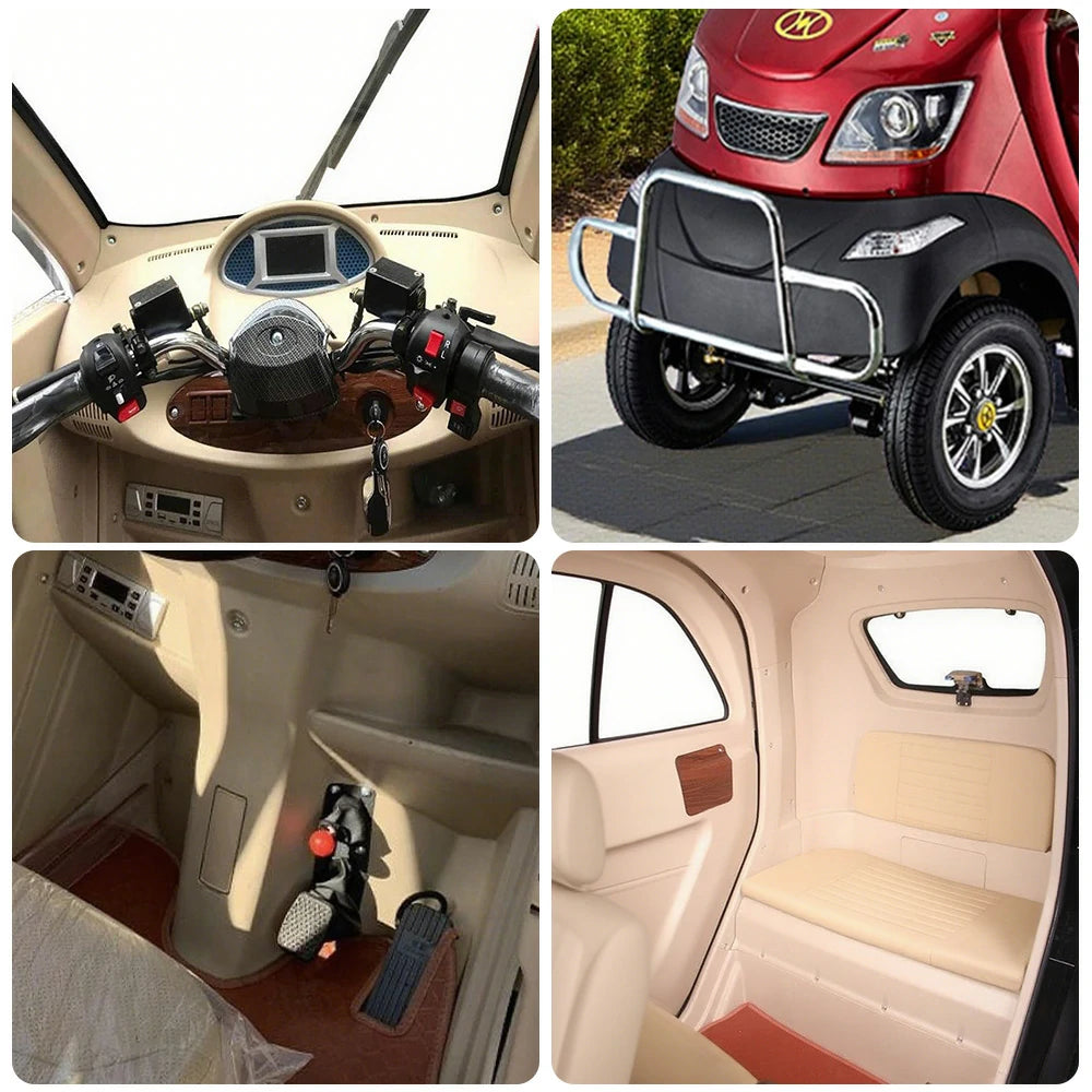 ROLLUX Enclosed Mobility Scooter with Armrest Control - Swivel Seat, Air Conditioning, 60V1200W Motor, 70-80km Long Range, All-Weather Comfort