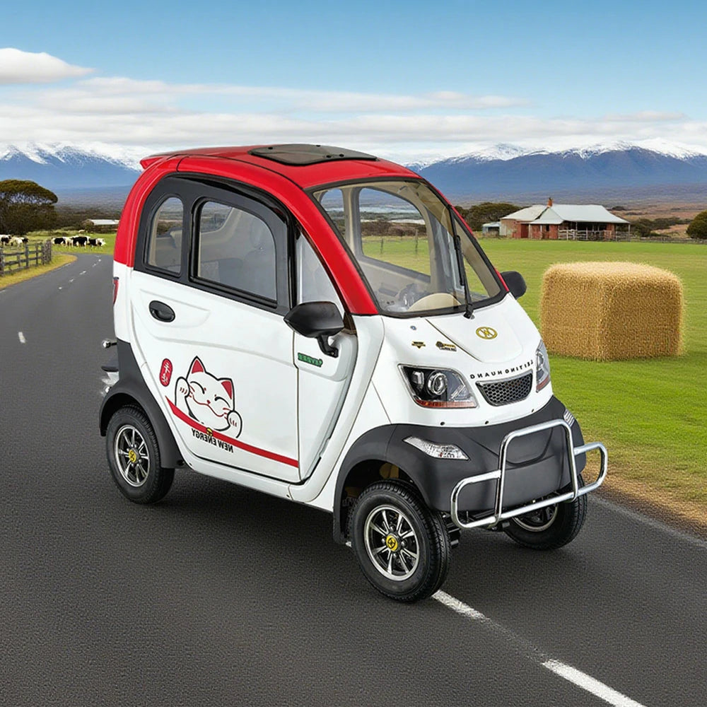 ROLLUX Enclosed Mobility Scooter with Armrest Control - Swivel Seat, Air Conditioning, 60V1200W Motor, 70-80km Long Range, All-Weather Comfort