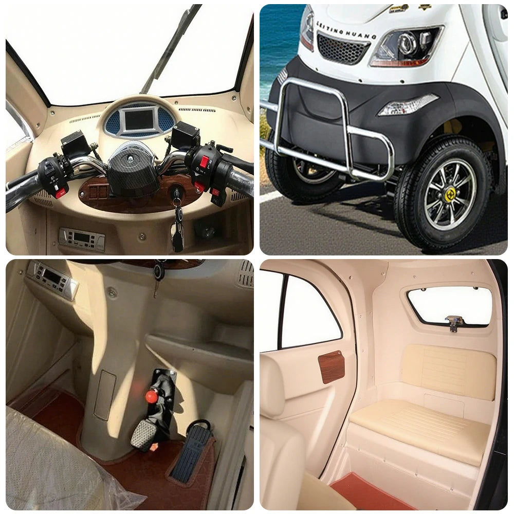 ROLLUX Enclosed Mobility Scooter with Armrest Control - Swivel Seat, Air Conditioning, 60V1200W Motor, 70-80km Long Range, All-Weather Comfort