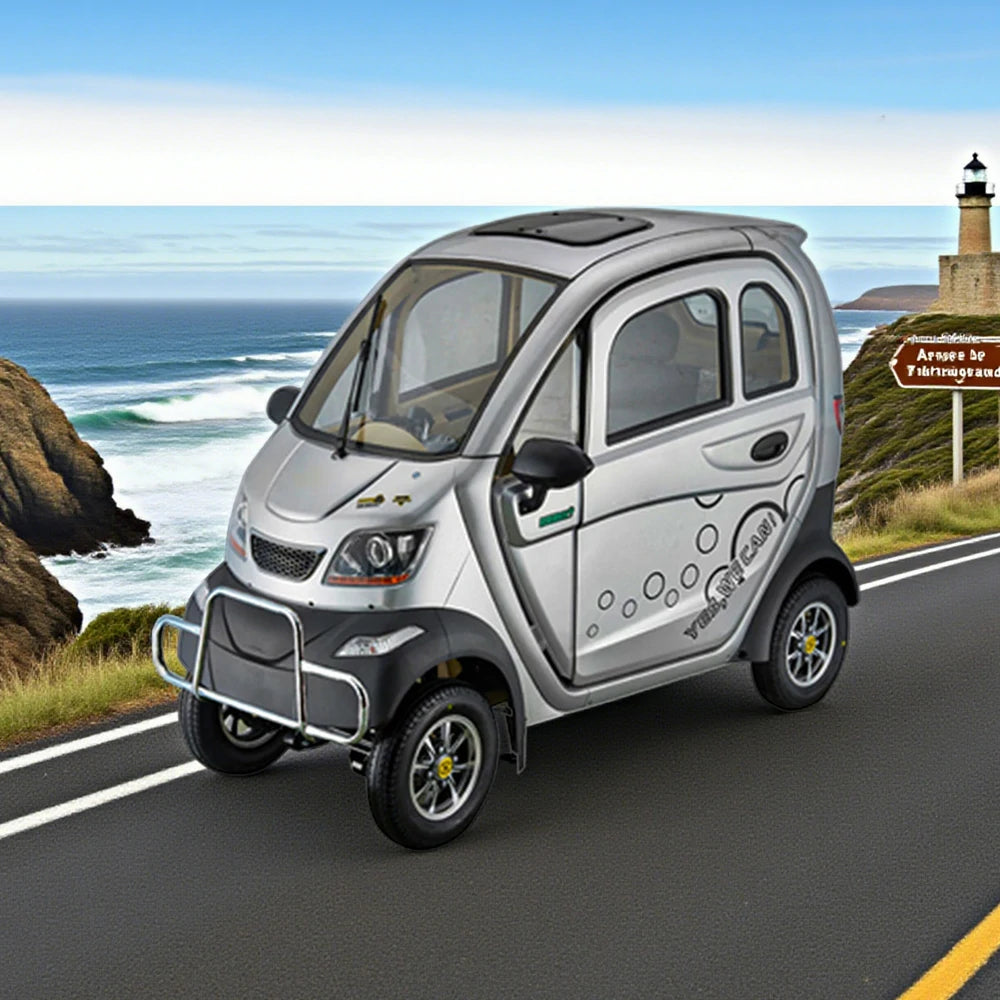 ROLLUX Enclosed Mobility Scooter with Armrest Control - Swivel Seat, Air Conditioning, 60V1200W Motor, 70-80km Long Range, All-Weather Comfort