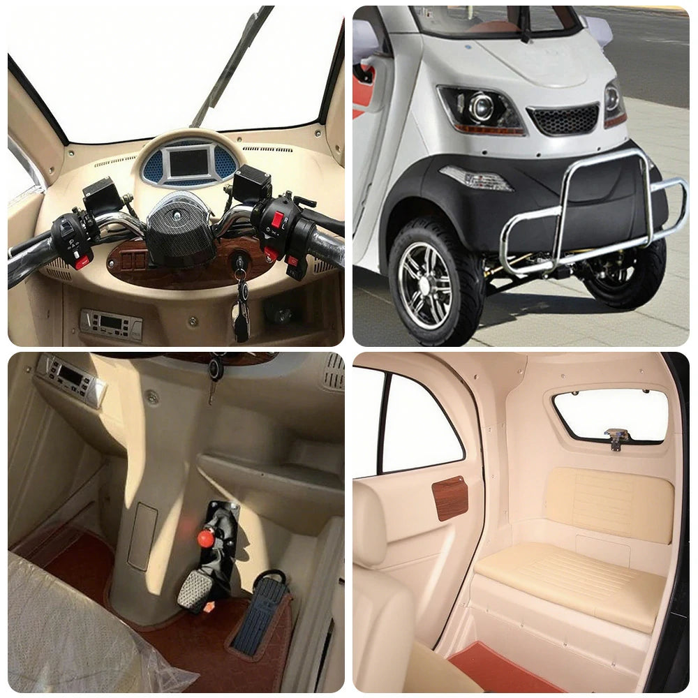 ROLLUX Enclosed Mobility Scooter with Armrest Control - Swivel Seat, Air Conditioning, 60V1200W Motor, 70-80km Long Range, All-Weather Comfort