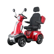 ROLLUX SPIRITE-3 Electric Mobility Scooter - Four-Wheel Stability, 48V 20Ah Battery, 40-45km Range, 20km/h Max Speed, Electromagnetic Brake, LED Lighting - Red