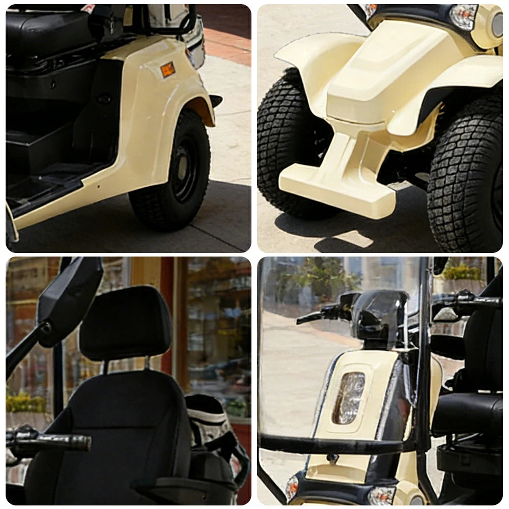 ROLLUX E4G 1000W Ternary Lithium Golf Mobility Scooter 300KG Capacity with Removable Battery, All-Terrain Turf Tyres & Full Canopy Weather Protection - Ivory White