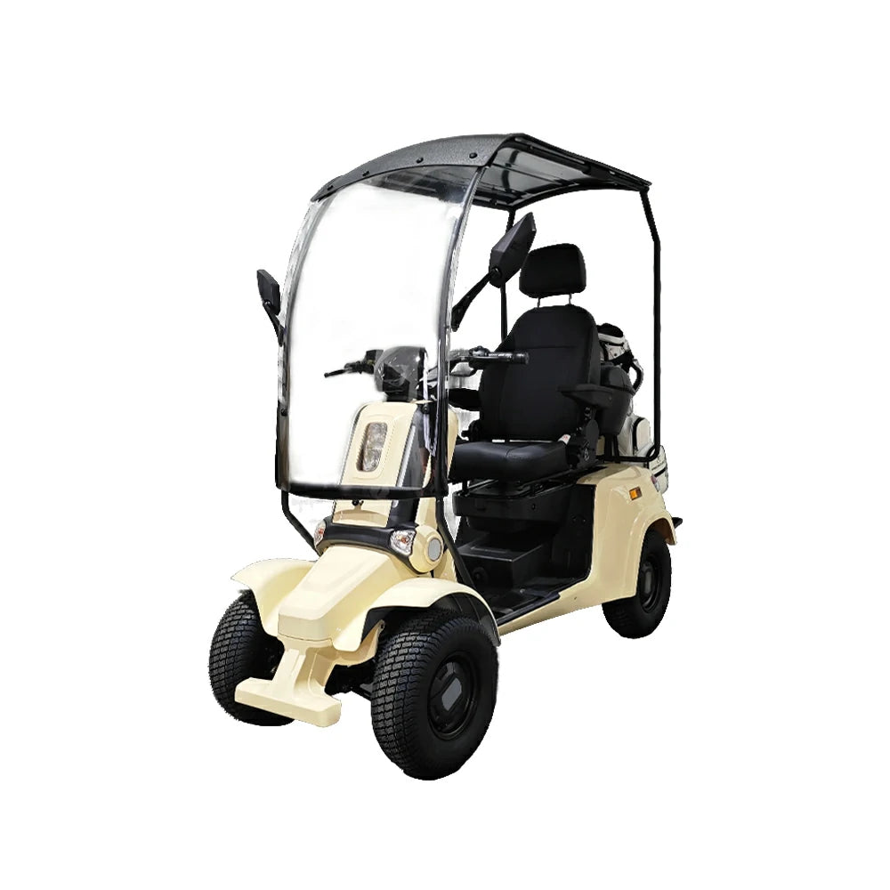 ROLLUX E4G 1000W Ternary Lithium Golf Mobility Scooter 300KG Capacity with Removable Battery, All-Terrain Turf Tyres & Full Canopy Weather Protection - Ivory White