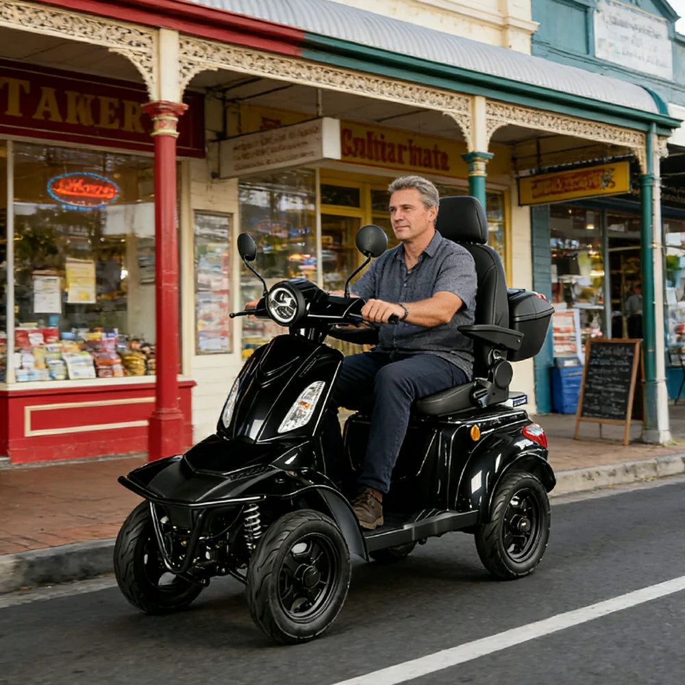 ROLLUX F2A 1000W 4 Wheels Mobility Scooter 300KG Weight Capacity - Black