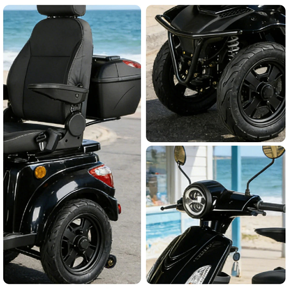 ROLLUX F2A 1000W 4 Wheels Mobility Scooter 300KG Weight Capacity - Black