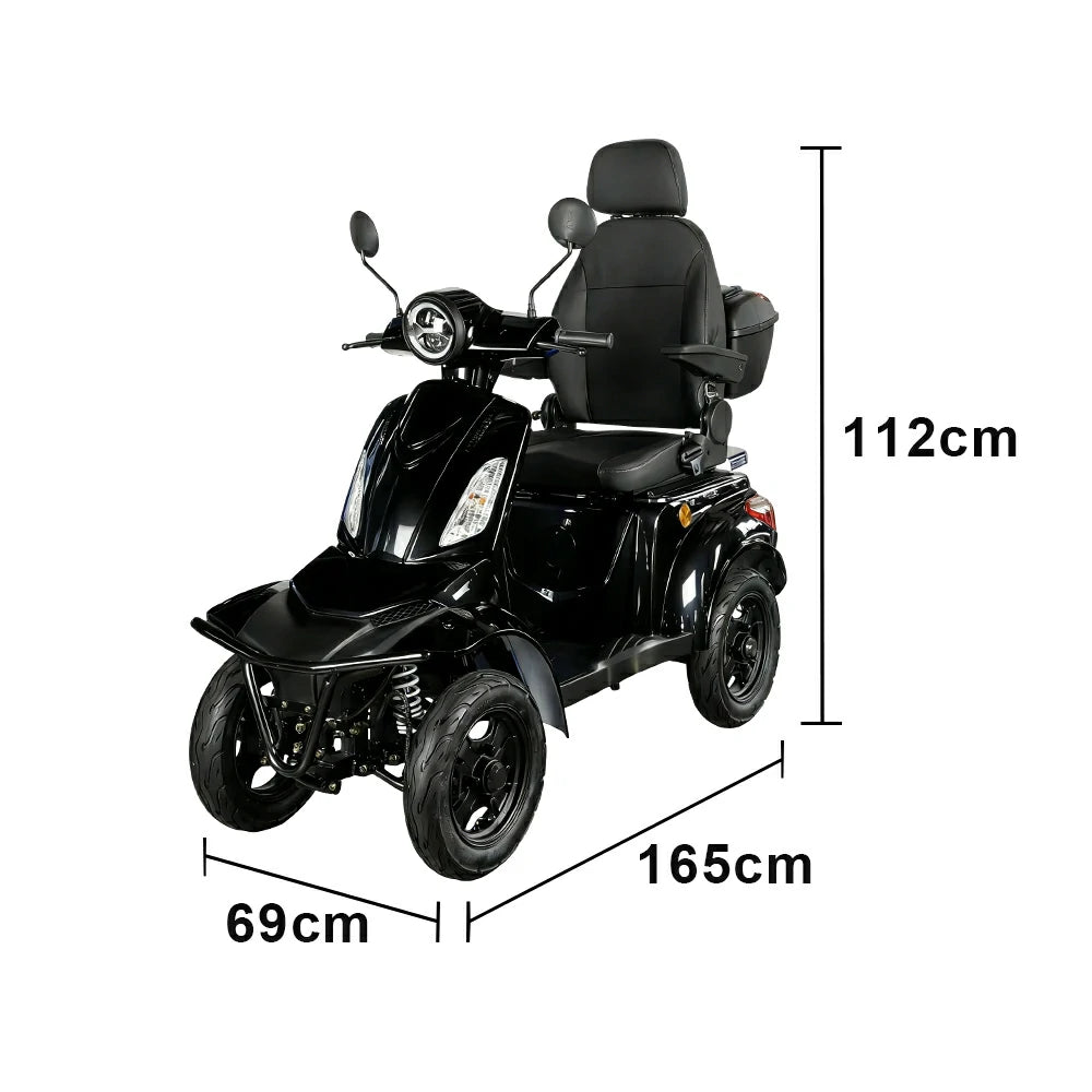 ROLLUX F2A 1000W 4 Wheels Mobility Scooter 300KG Weight Capacity - Black