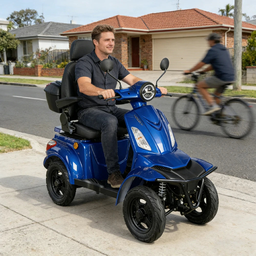 ROLLUX F2A 1000W 4 Wheels Mobility Scooter 300KG Weight Capacity - Blue